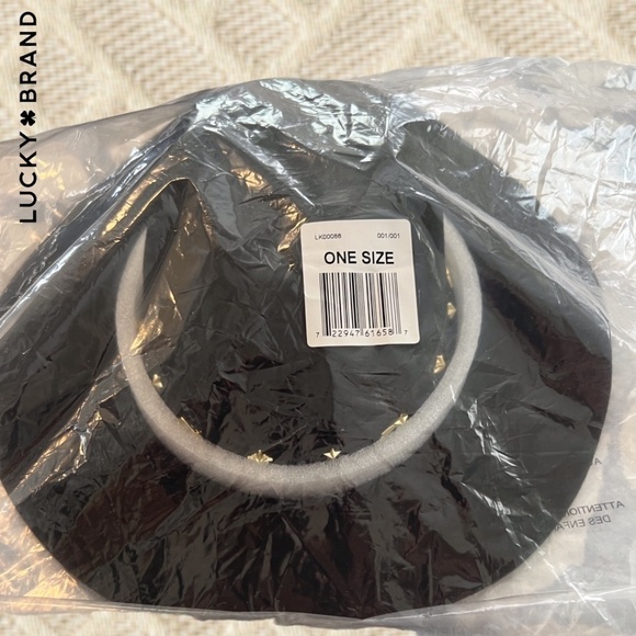 LUCKY BRAND (NWT) 100% WOOL Gold-Charm-Accented Band Black Wide Brim Ranger Hat - Picture 16 of 16